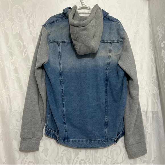 West Forty Nine Denim Grey Fleece Contrast Jacket - Picture 5 of 11